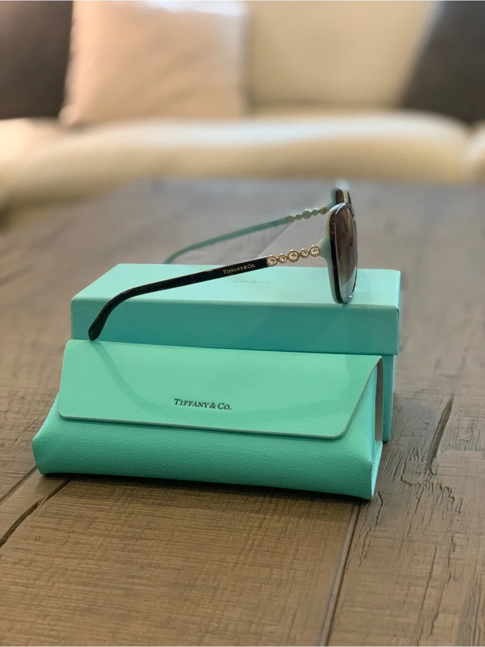 LIKE NEW—-Tiffany & Co. Brown/Gold Frame Sunglasses with Brown Gradient Lenses